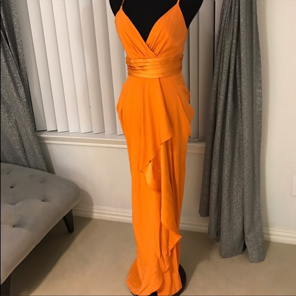 CATHERINE MALANDRINO Collection orange gala dress